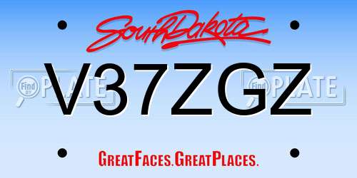 V37ZGZ South Dakota License Plate