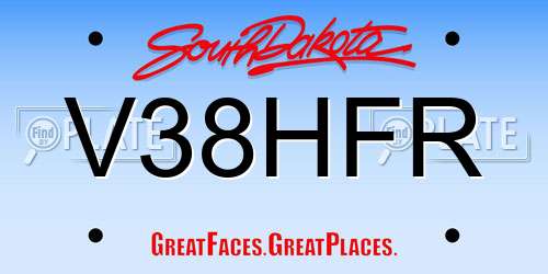 V38HFR South Dakota License Plate