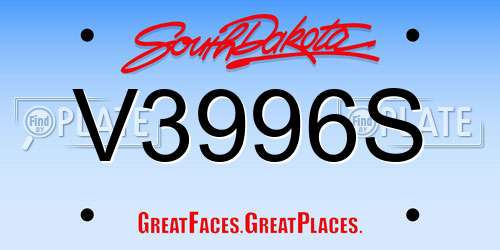 V3996S South Dakota License Plate
