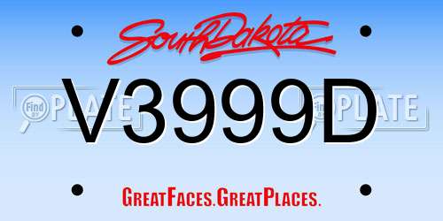 V3999D South Dakota License Plate