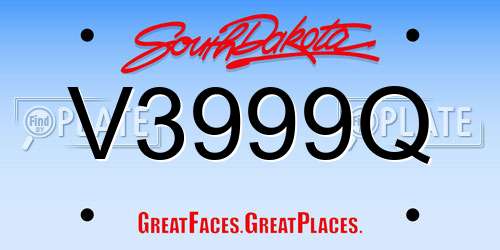 V3999Q South Dakota License Plate