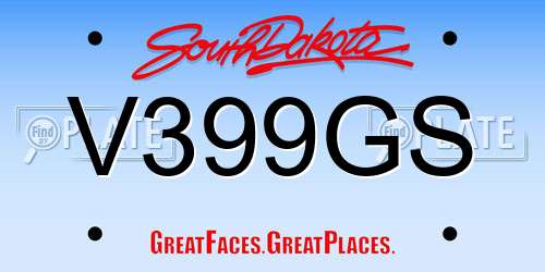 V399GS South Dakota License Plate