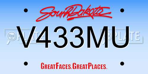V433MU South Dakota License Plate