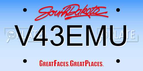 V43EMU South Dakota License Plate