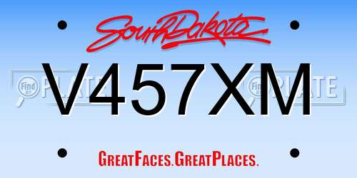 V457XM South Dakota License Plate