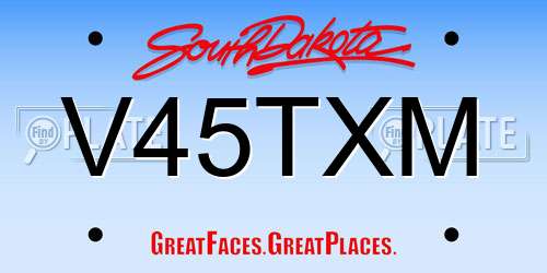 V45TXM South Dakota License Plate