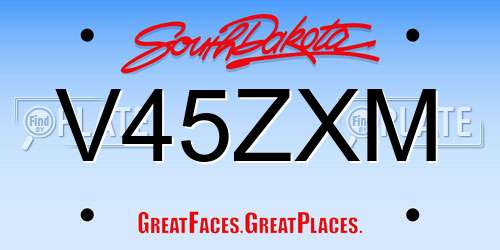 V45ZXM South Dakota License Plate