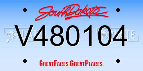 V480104 South Dakota License Plate