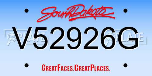 V52926G South Dakota License Plate