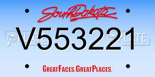 V553221 South Dakota License Plate