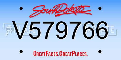 V579766 South Dakota License Plate