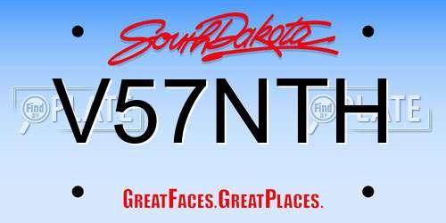 V57NTH South Dakota License Plate
