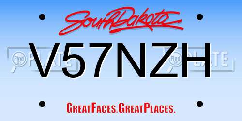 V57NZH South Dakota License Plate