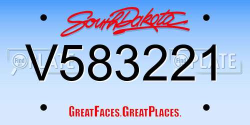 V583221 South Dakota License Plate