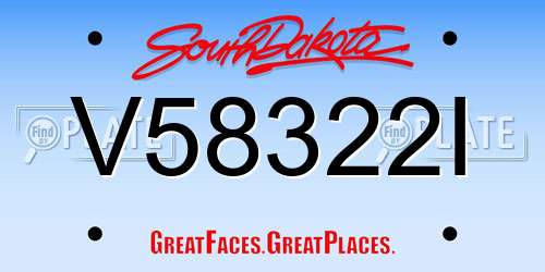 V58322I South Dakota License Plate