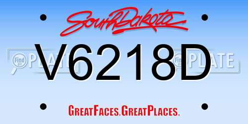 V6218D South Dakota License Plate