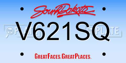 V621SQ South Dakota License Plate