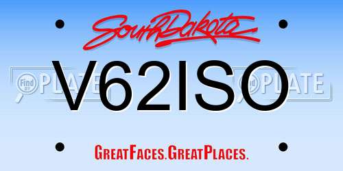V62ISO South Dakota License Plate