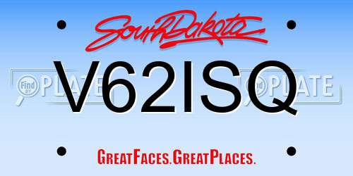 V62ISQ South Dakota License Plate