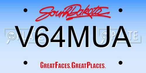 V64MUA South Dakota License Plate