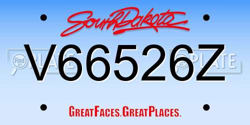V66526Z South Dakota License Plate