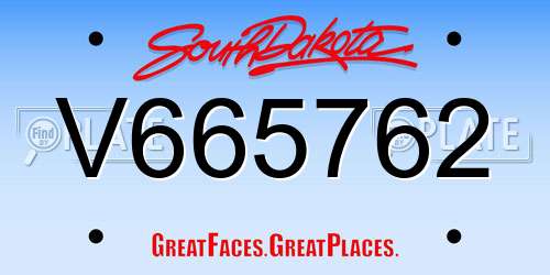 V665762 South Dakota License Plate
