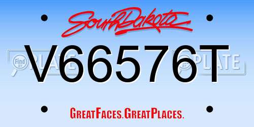 V66576T South Dakota License Plate