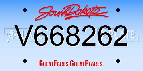 V668262 South Dakota License Plate