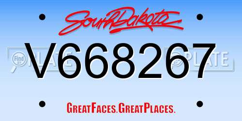 V668267 South Dakota License Plate