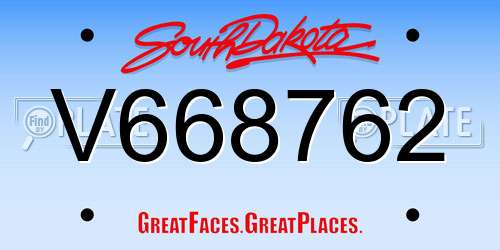 V668762 South Dakota License Plate