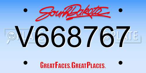 V668767 South Dakota License Plate