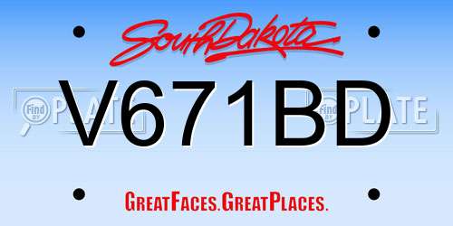 V671BD South Dakota License Plate