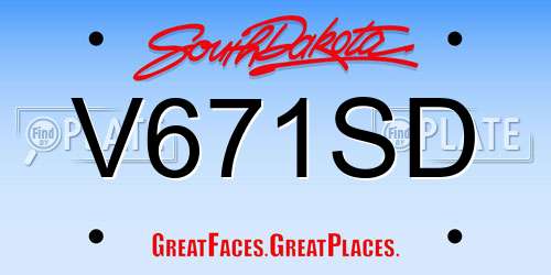 V671SD South Dakota License Plate