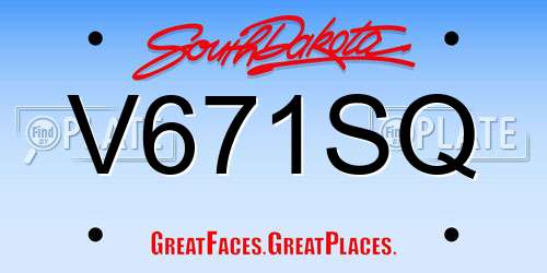 V671SQ South Dakota License Plate