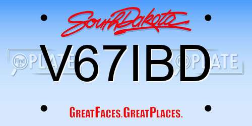 V67IBD South Dakota License Plate