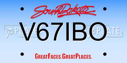 V67IBO South Dakota License Plate