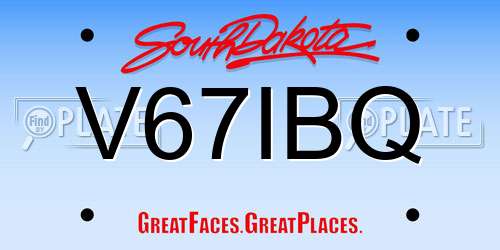 V67IBQ South Dakota License Plate