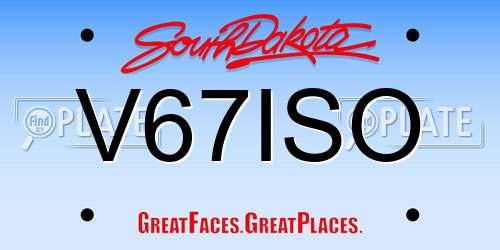 V67ISO South Dakota License Plate