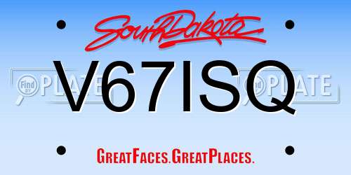 V67ISQ South Dakota License Plate