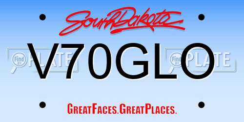 V70GLO South Dakota License Plate