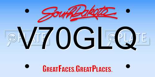 V70GLQ South Dakota License Plate