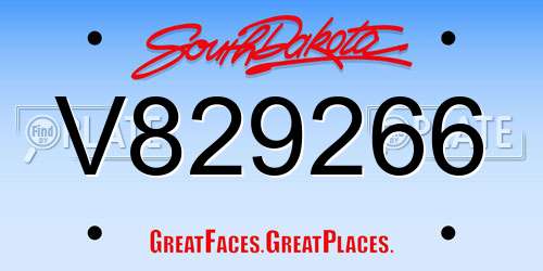V829266 South Dakota License Plate