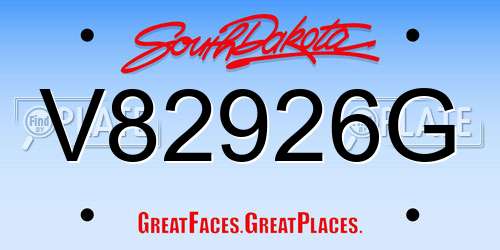 V82926G South Dakota License Plate