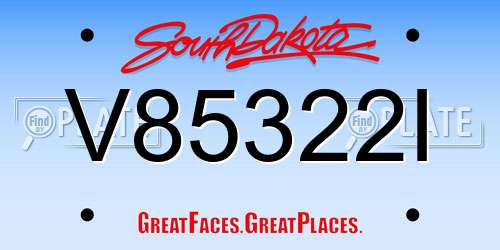 V85322I South Dakota License Plate