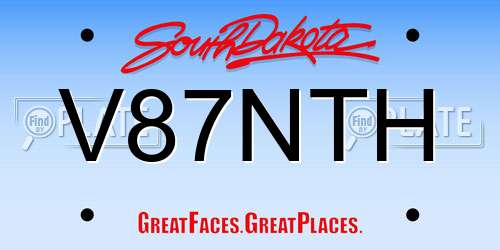 V87NTH South Dakota License Plate