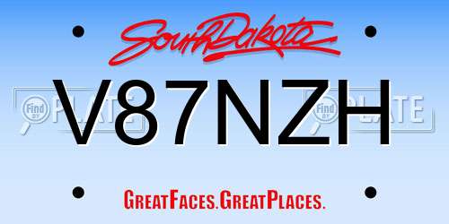 V87NZH South Dakota License Plate