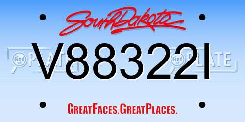V88322I South Dakota License Plate
