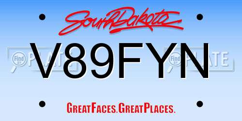 V89FYN South Dakota License Plate