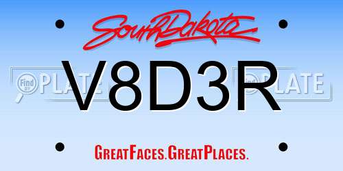 V8D3R South Dakota License Plate