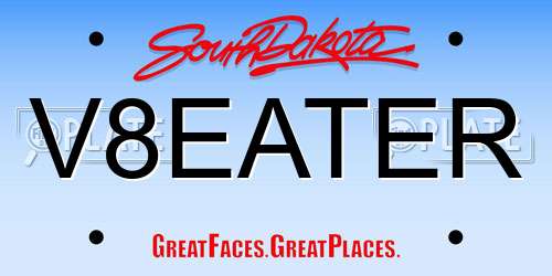 V8EATER South Dakota License Plate